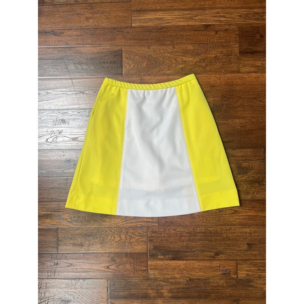 Vintage Clothing - A-Line Above Knee Mod Skirt Yellow White - Medium - Haymaker